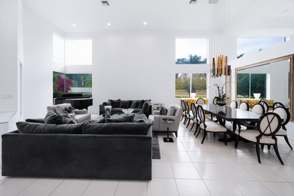 Dining room, Interior, Living room, Pendant Lights, Recessed Lighting