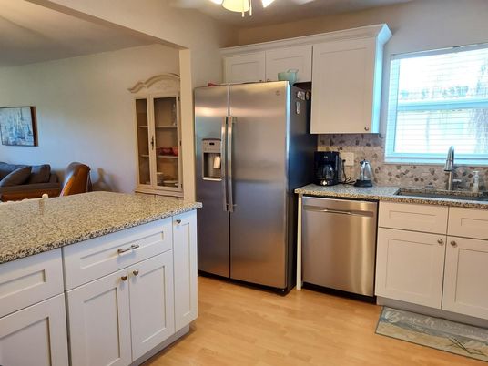 Interior, Kitchen, Stainless Steel Appliances, Wood Texture Flooring