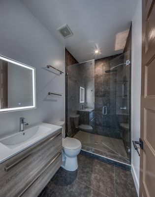 Bathroom, Glass Shower, Interior, Recessed Lighting
