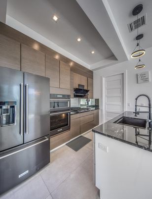 Interior, Kitchen, Pendant Lights, Recessed Lighting, Stainless Steel Appliances