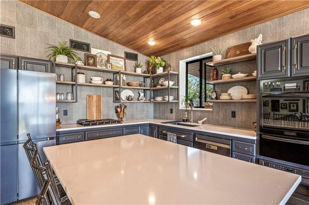Interior, Kitchen, Recessed Lighting, Stainless Steel Appliances, Wooden Ceilings