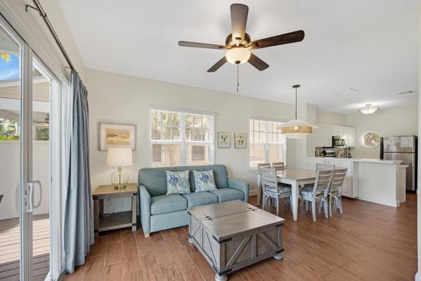 Dining room, Interior, Kitchen, Living room, Pendant Lights, Wood Texture Flooring