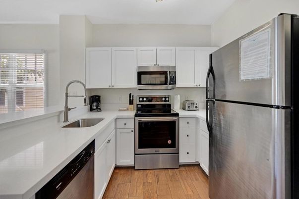 Interior, Kitchen, Stainless Steel Appliances, Wood Texture Flooring