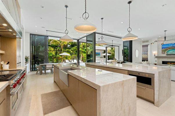Dining room, Fireplace, Interior, Kitchen, Pendant Lights, Recessed Lighting, Stainless Steel Appliances, Wood Texture Flooring