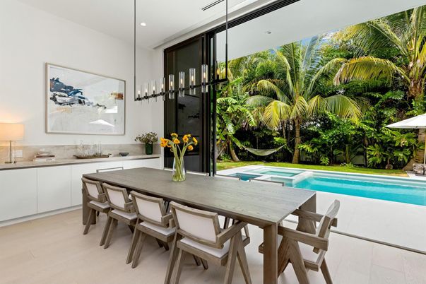 Dining room, Interior, Pendant Lights, Pool, Recessed Lighting