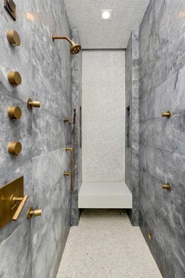 Bathroom, Interior, Marble Walls, Recessed Lighting