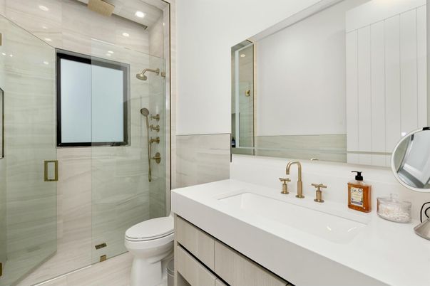 Bathroom, Glass Shower, Interior, Recessed Lighting