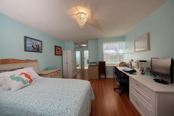 Bedroom, Chandelier, Home Office, Interior, Wood Texture Flooring