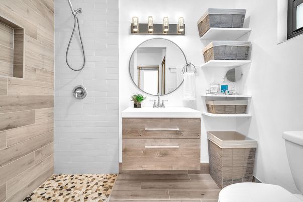 Bathroom, Interior, Wood Texture Flooring