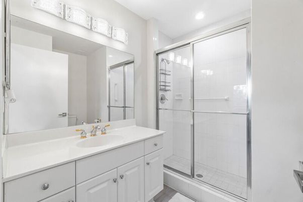 Bathroom, Glass Shower, Interior, Recessed Lighting