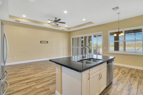 Chandelier, Interior, Kitchen, Pendant Lights, Recessed Lighting, Wood Texture Flooring