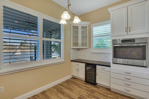 Interior, Kitchen, Pendant Lights, Stainless Steel Appliances, Wood Texture Flooring