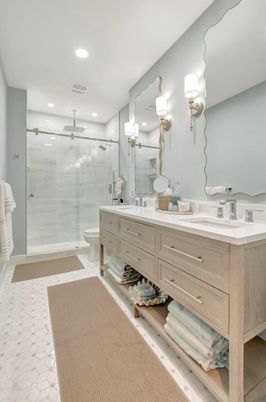 Bathroom, Glass Shower, Interior, Recessed Lighting