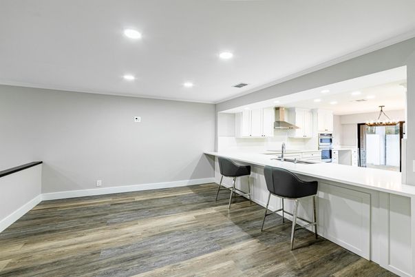 Interior, Kitchen, Pendant Lights, Recessed Lighting, Wood Texture Flooring