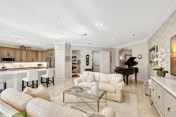 Interior, Kitchen, Living room, Pendant Lights, Piano, Recessed Lighting