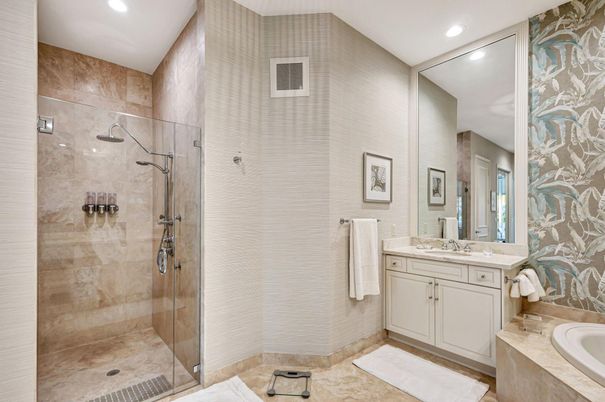 Bathroom, Glass Shower, Interior, Recessed Lighting