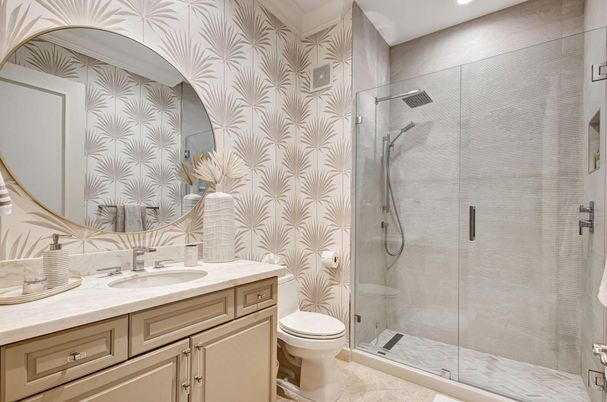 Bathroom, Glass Shower, Interior, Recessed Lighting