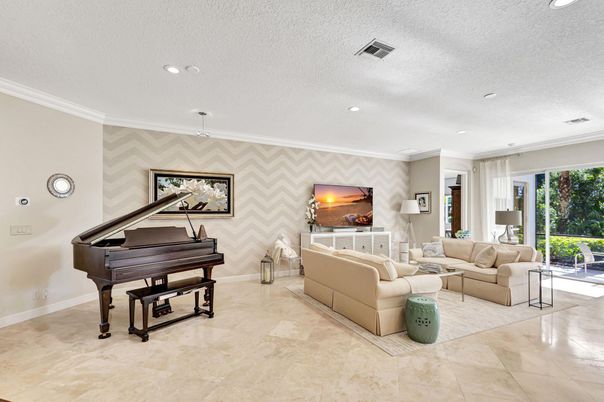 Interior, Living room, Piano, Recessed Lighting