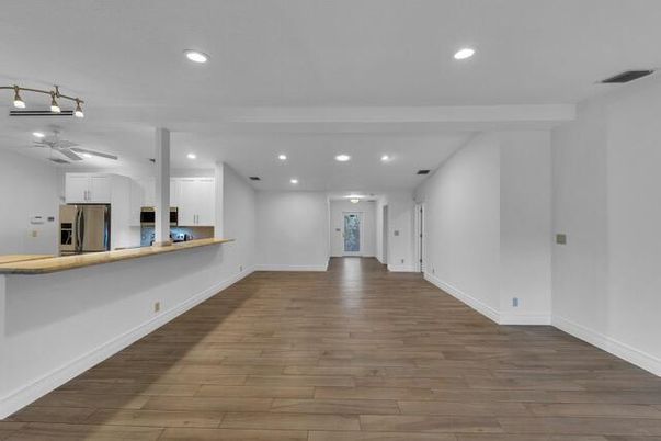 Interior, Kitchen, Recessed Lighting, Wood Texture Flooring