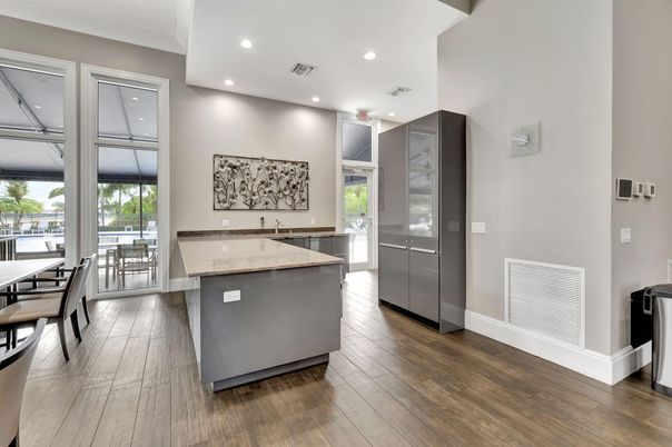 Dining room, Interior, Kitchen, Recessed Lighting, Wood Texture Flooring