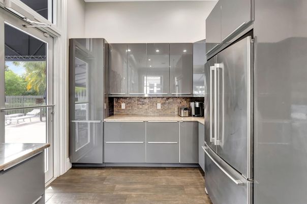Interior, Kitchen, Stainless Steel Appliances, Wood Texture Flooring