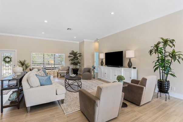 Interior, Living room, Recessed Lighting, Wood Texture Flooring