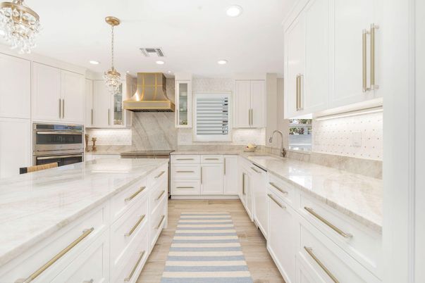 Chandelier, Interior, Kitchen, Pendant Lights, Recessed Lighting, Stainless Steel Appliances, Wood Texture Flooring