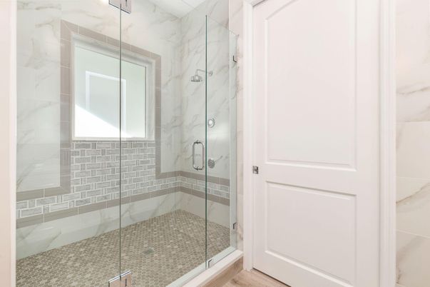 Bathroom, Glass Shower, Interior, Marble Walls