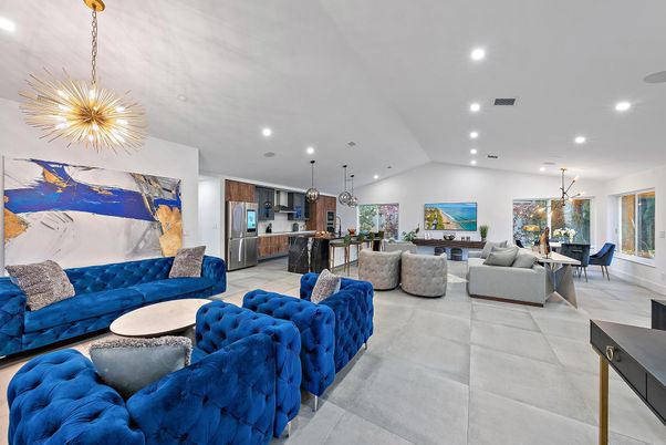 Dining room, Interior, Kitchen, Living room, Pendant Lights, Recessed Lighting, Stainless Steel Appliances