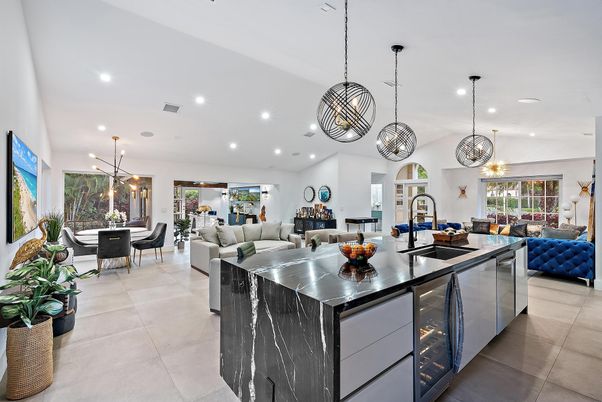 Dining room, Interior, Kitchen, Living room, Pendant Lights, Recessed Lighting