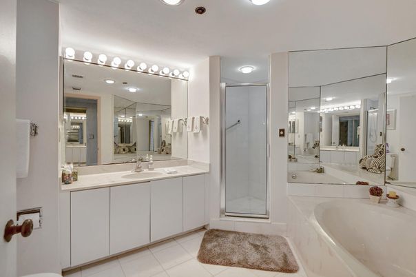 Bathroom, Dual Sink Vanities, Glass Shower, Interior