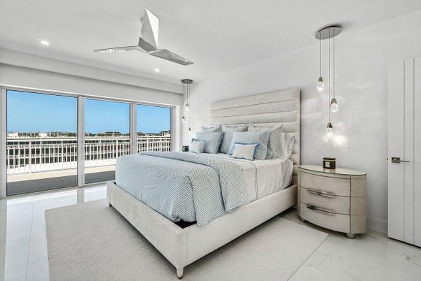 Bedroom, Interior, Marble, Pendant Lights, Recessed Lighting