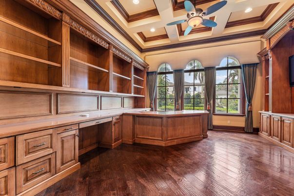 Home Office, Interior, Kitchen, Recessed Lighting, Wood Texture Flooring