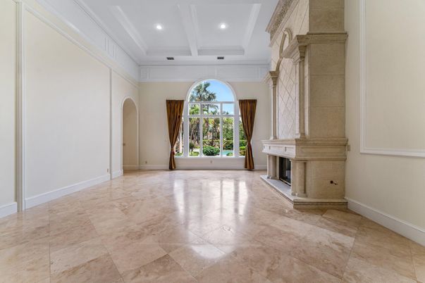 Empty room, Fireplace, Interior, Recessed Lighting