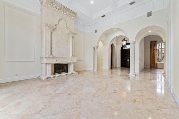 Empty room, Fireplace, Interior, Recessed Lighting