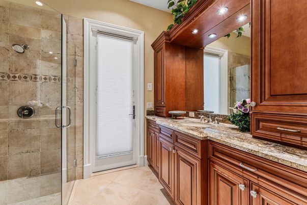 Bathroom, Glass Shower, Interior, Recessed Lighting
