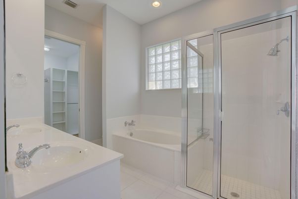 Bathroom, Glass Shower, Interior, Recessed Lighting