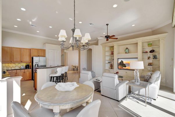 Chandelier, Dining room, Interior, Kitchen, Living room, Recessed Lighting