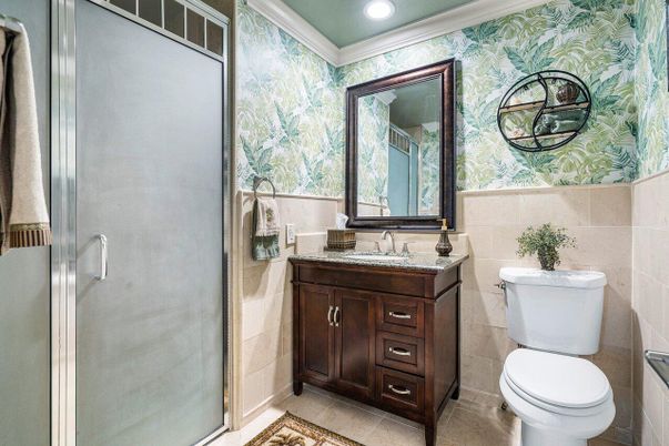 Bathroom, Glass Shower, Interior, Recessed Lighting