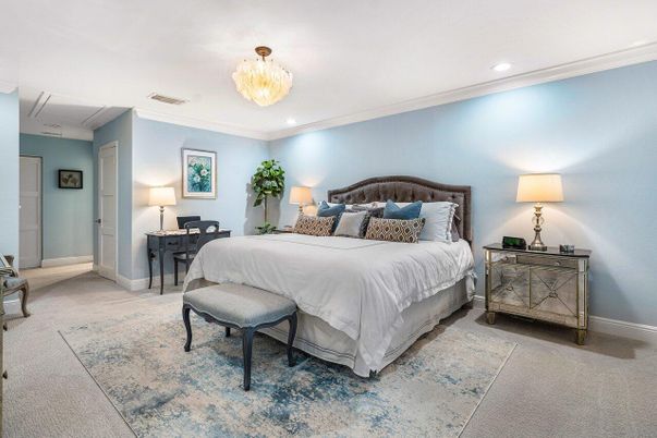 Bedroom, Chandelier, Interior, Recessed Lighting