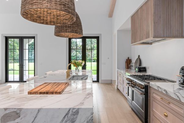 Interior, Kitchen, Pendant Lights, Recessed Lighting, Wood Texture Flooring