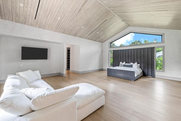 Bedroom, Interior, Recessed Lighting, Wooden Ceilings, Wood Texture Flooring