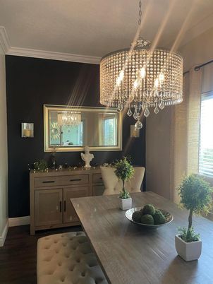 Chandelier, Dining room, Interior, Pendant Lights, Wood Texture Flooring