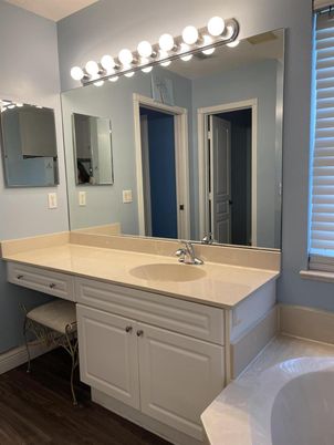 Bathroom, Dual Sink Vanities, Interior, Wood Texture Flooring