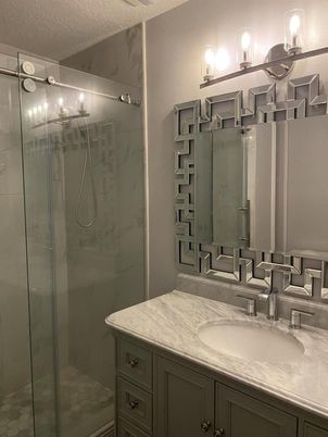 Bathroom, Glass Shower, Interior, Marble Walls