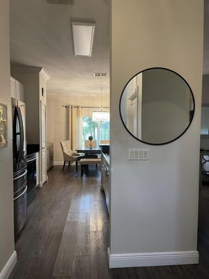 Chandelier, Dining room, Interior, Wood Texture Flooring