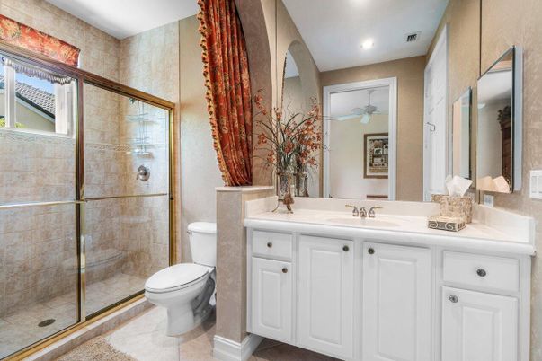 Bathroom, Glass Shower, Interior, Recessed Lighting