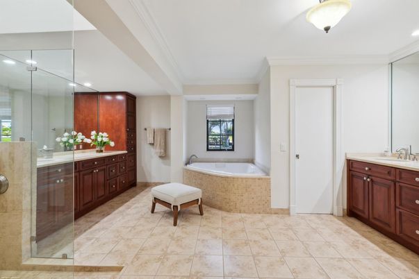Bathroom, Glass Shower, Interior, Recessed Lighting