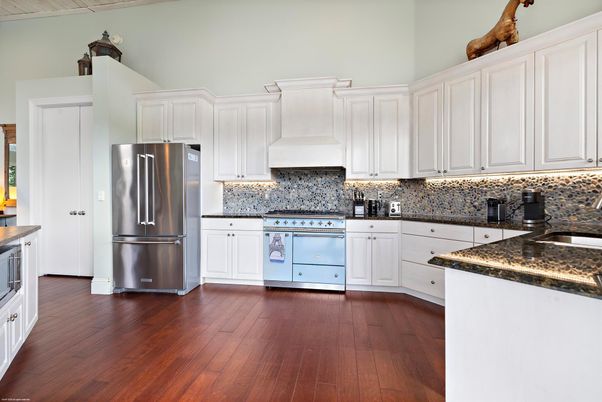 Interior, Kitchen, Stainless Steel Appliances, Wood Texture Flooring
