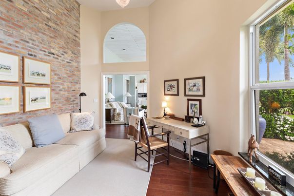Home Office, Interior, Living room, Stone Walls, Wood Texture Flooring